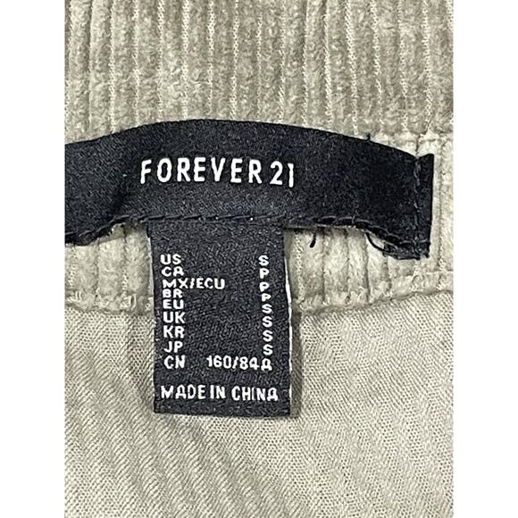 New-Forever 21 Corduroy Green Jacket Shirt Women’s Size Small Snap Button Casual - Picture 8 of 11